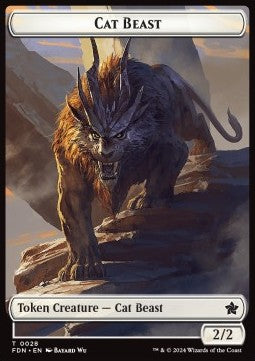 Cat Beast Token (W 2/2) // Dragon Token (R 5/5) - Magic: The Gathering Foundations: Tokens (Token) [TFDN-T 28/17]